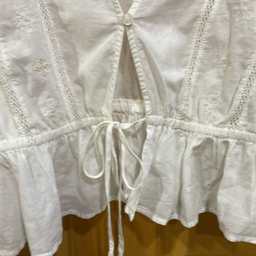 Zara white gauze long sleeve top size XL new with tag - Picture 5 of 16